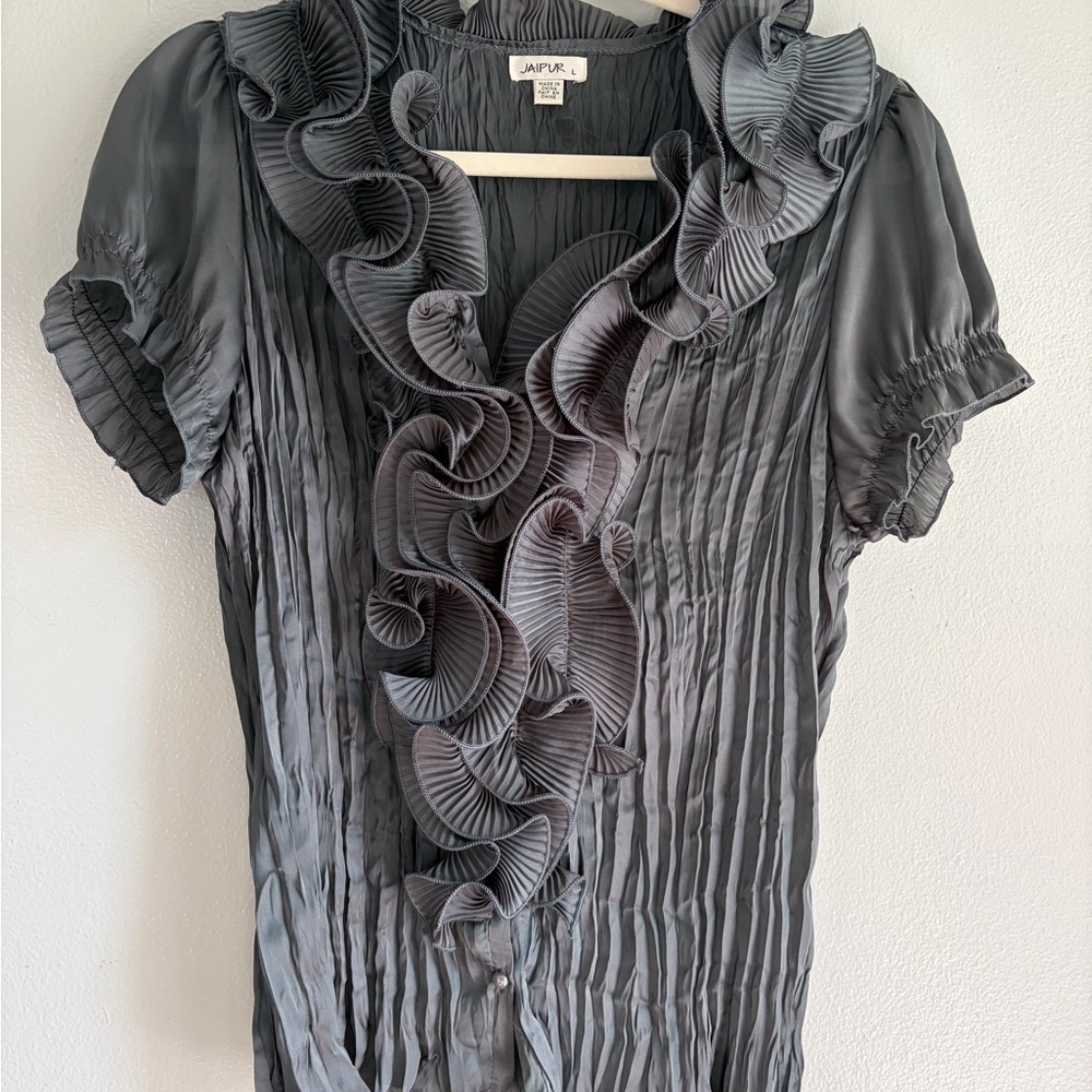 Jaipur Gray Ruffled Women's Blouse